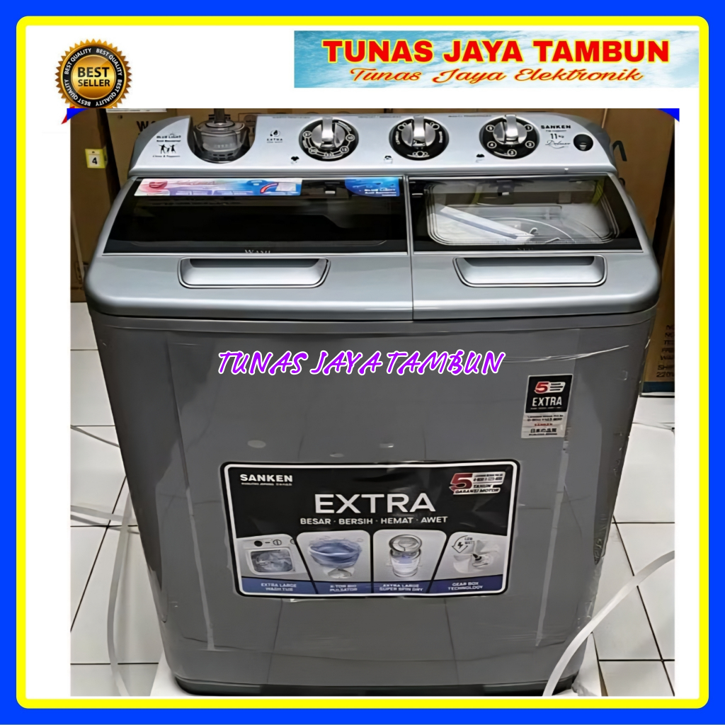 MESIN CUCI SANKEN TW 1128 HGY / MESIN CUCI SANKEN 2 TABUNG 11KG / SANKEN TW-1128HGY MESIN CUCI 11 KG