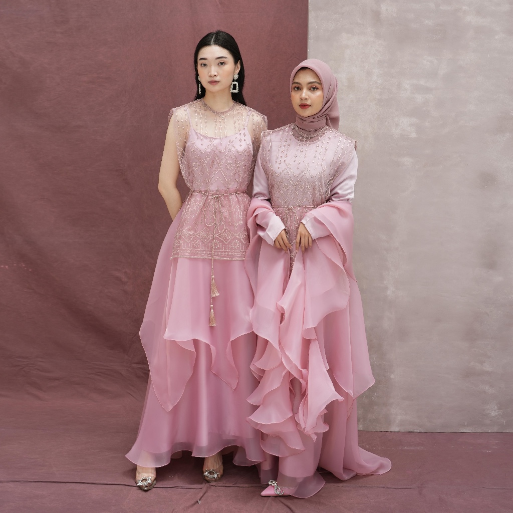 OFFICIAL CROI - Alea Set Dress in Pink in Hijab & Non-Hijab // dress hijabers / dress hijab / party 