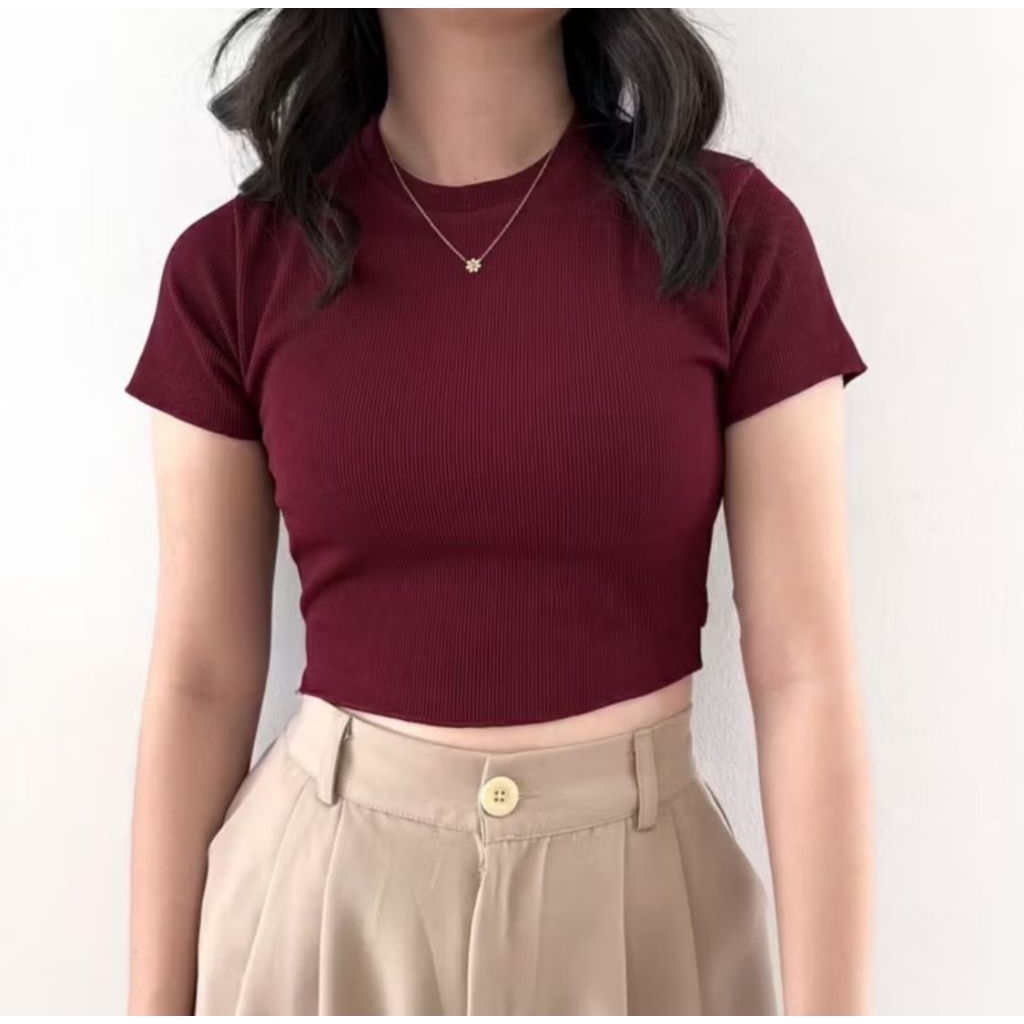 Basic Crop Knit Rib Crop Top
