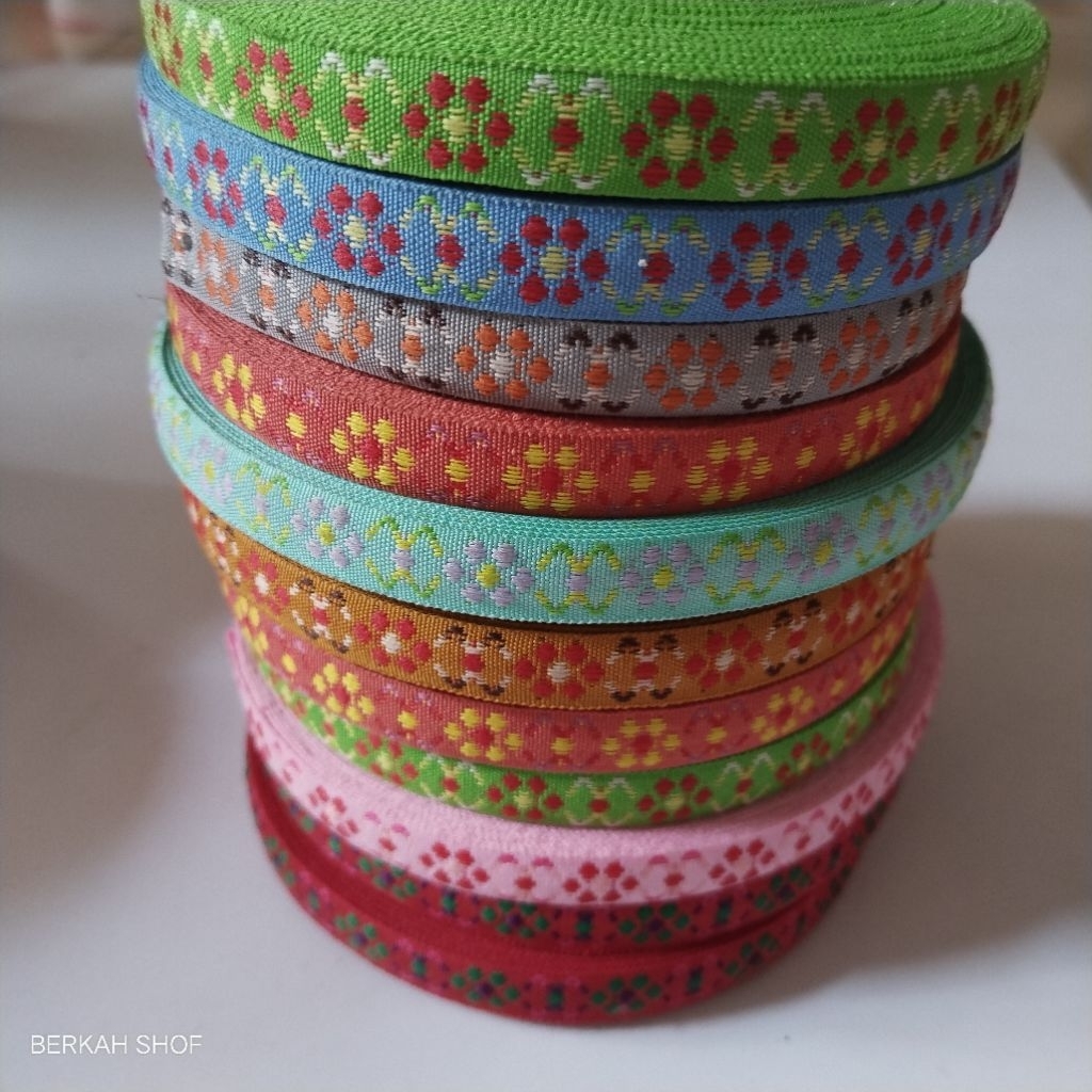 pita renda lebar 1 cm motif bunga (2 meter)