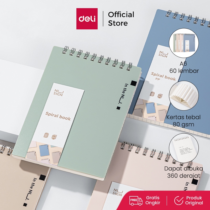

Nusign Spiral Notebook / Buku Catatan Jilid Spiral Vertikal A6 60 Lembar 80 GSM Desain Warna Pastel NS30X