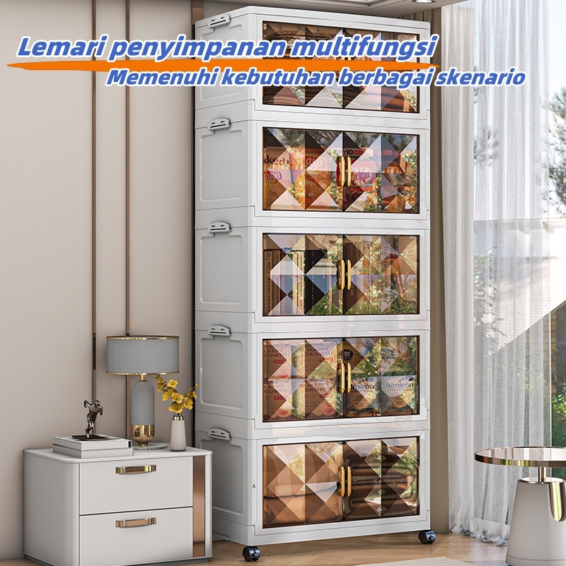 Tidak instalasi-Lemari Penyimpanan lipat magnetlk - Box Penyimpanan Transparan, Organizer box Serbag