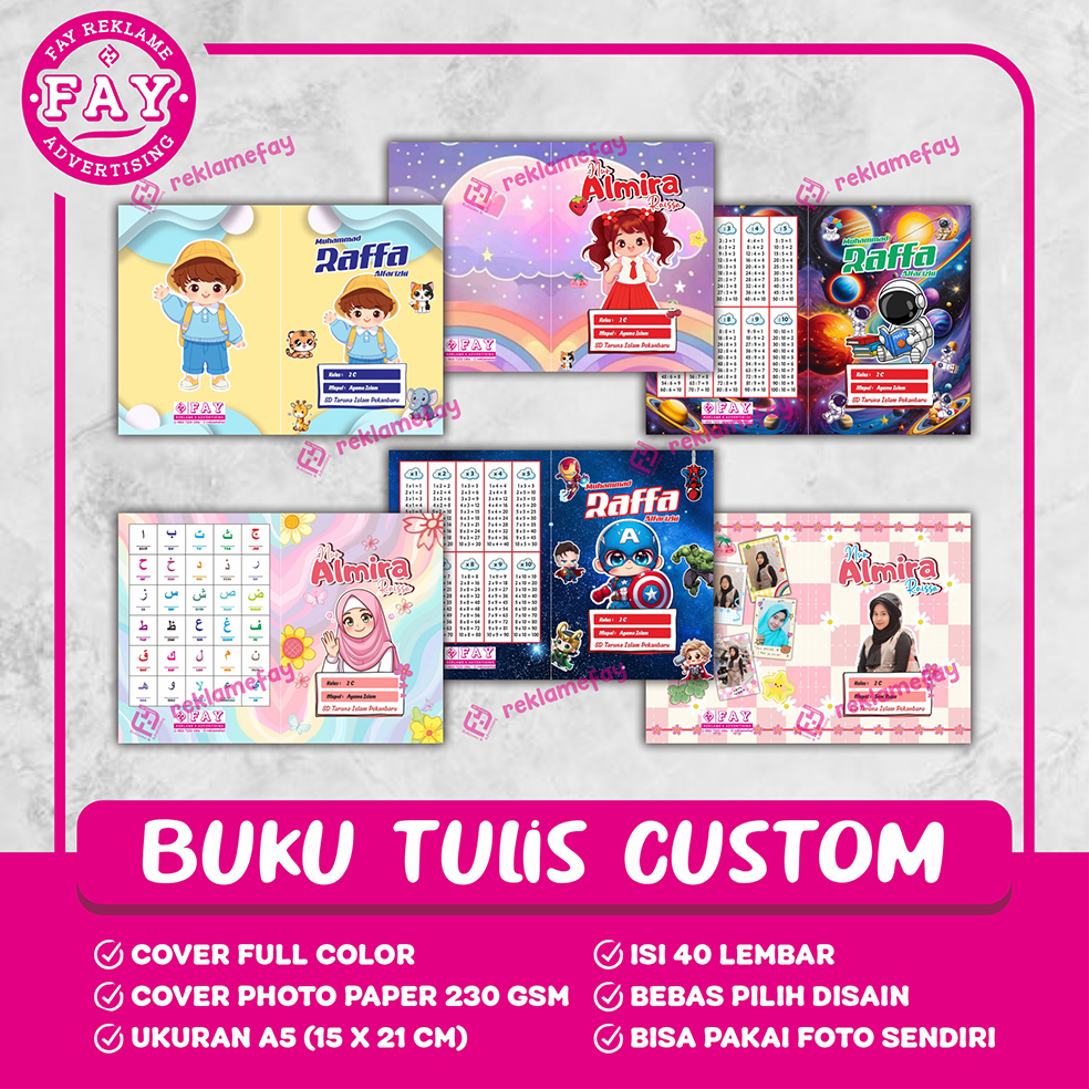 

BUKU TULIS | BUKU TULIS CUSTOM FOTO | NAMA | BEBAS RIQUES NAMA, KELAS, MAPEL, NAMA SEKOLAH