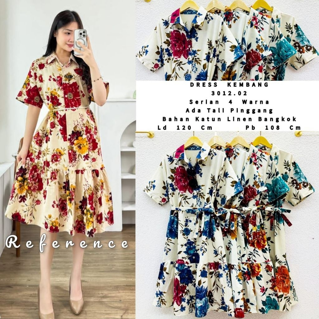 Dress Kembang Katun Linen Bangkok