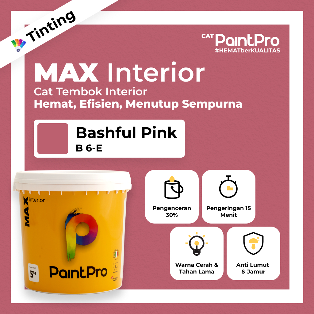PaintPro MAX Interior 20kg - Cat Tembok Tinting Custom 100+ Warna - Merah / Red - Murah Berkualitas