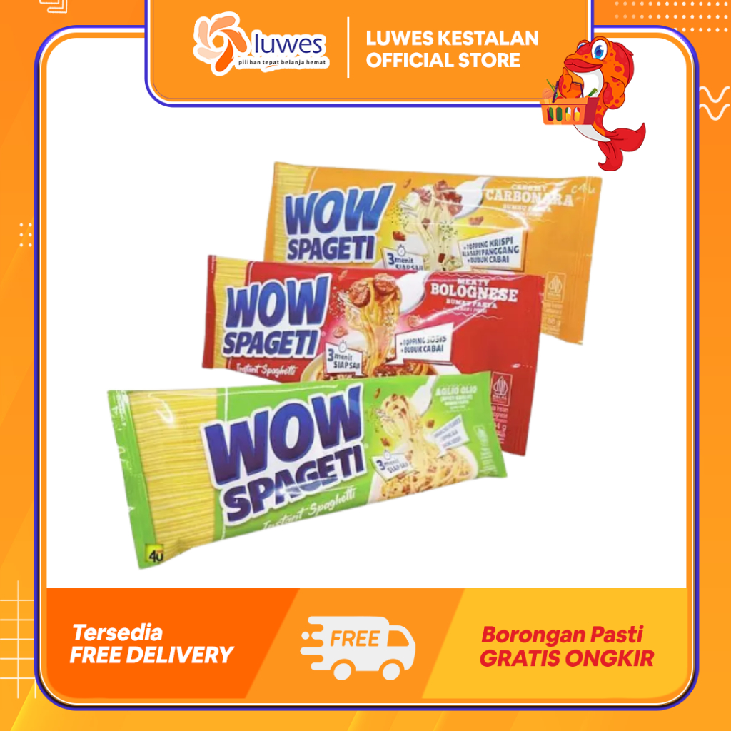 

WOW Spagetti Mie Instan 84gr Creamy Carbonara / Meaty Bolognese / Aglio Olio Lebih Praktis & Lezat