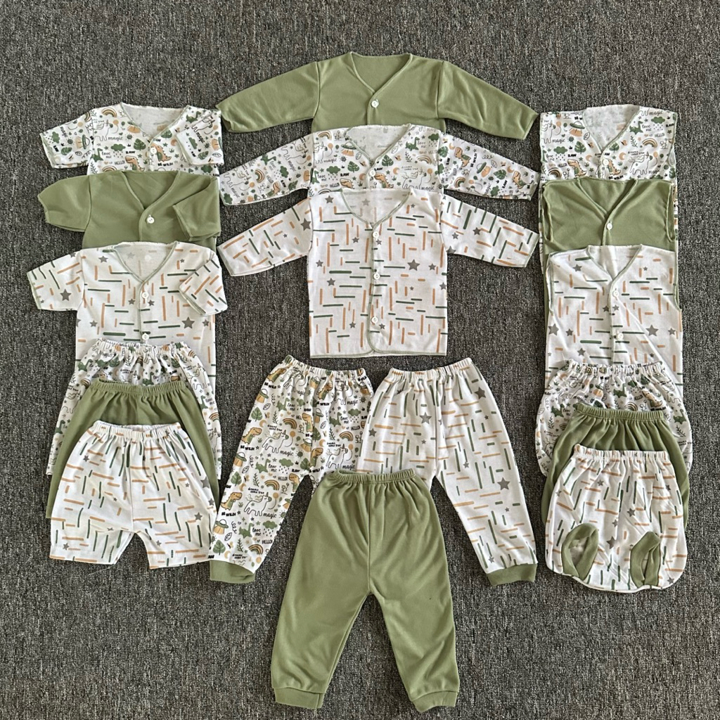 Paket Hemat 18 Pcs Baju Bayi Baru Lahir seri hijau sage baju bayi laki laki baju bayi perempuan set 