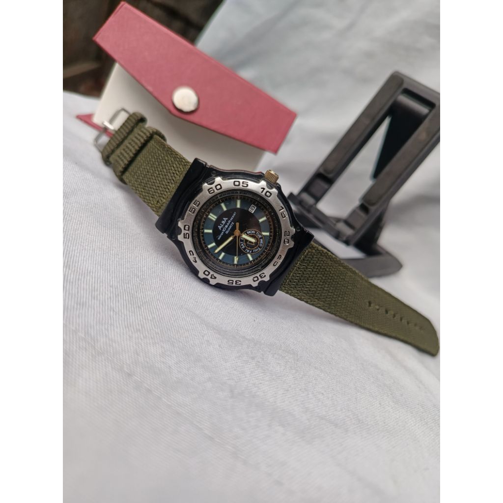 jp782D Jam tangan ALBA Fashion Military watch By Japan made