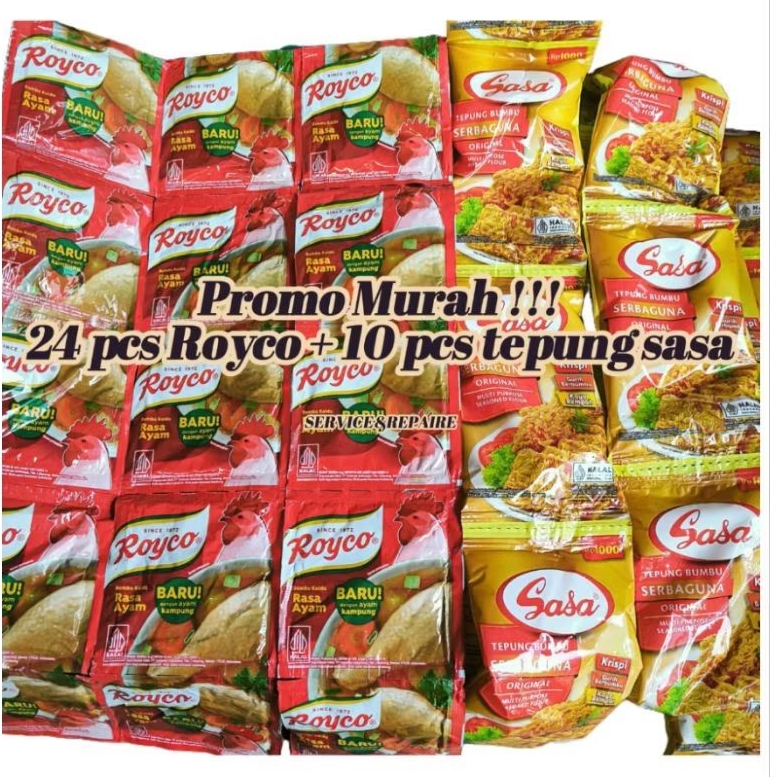 

Paket Combo Royco ayam/Sapi isi 24pcs + 10 Pcs Tepung Sasa Serbaguna