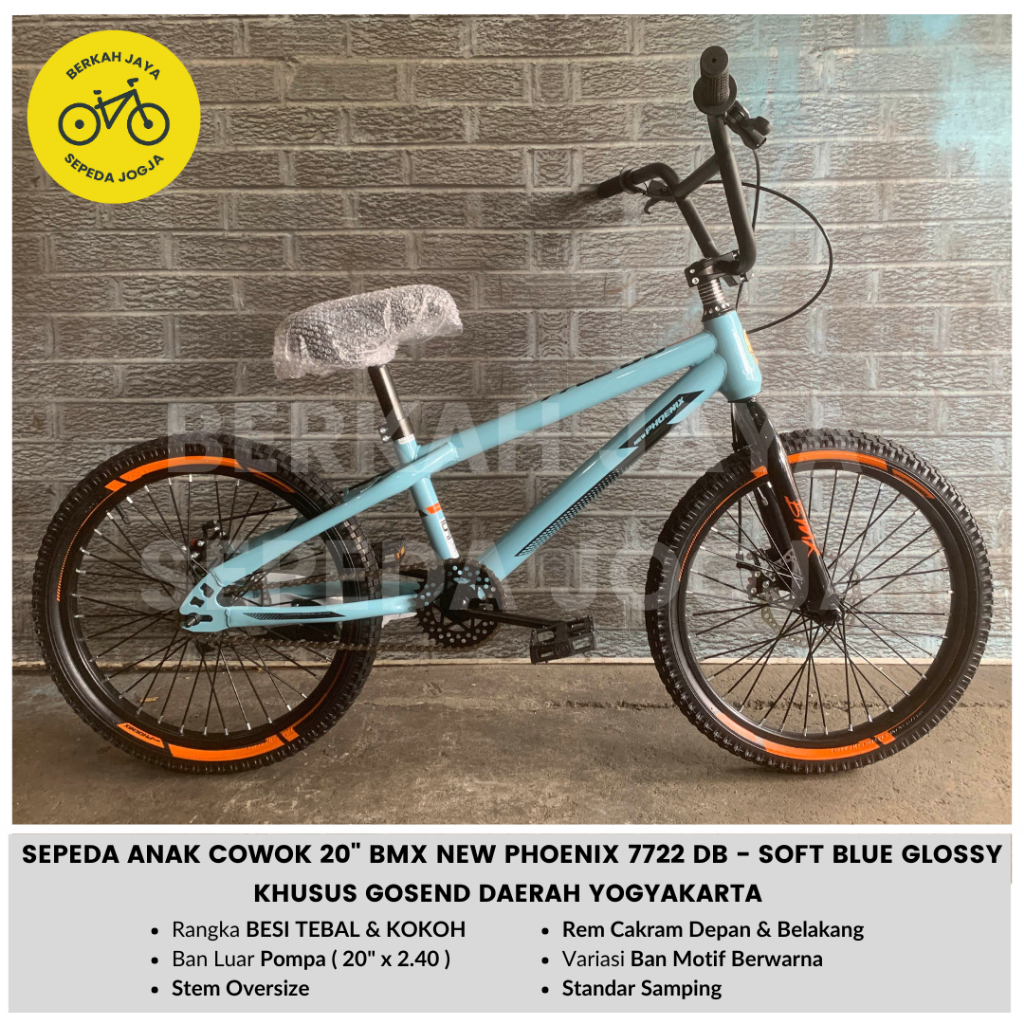 Sepeda Anak Cowok BMX 20 inch New Phoenix 7722 DB Ban 2.40 Rem Cakram