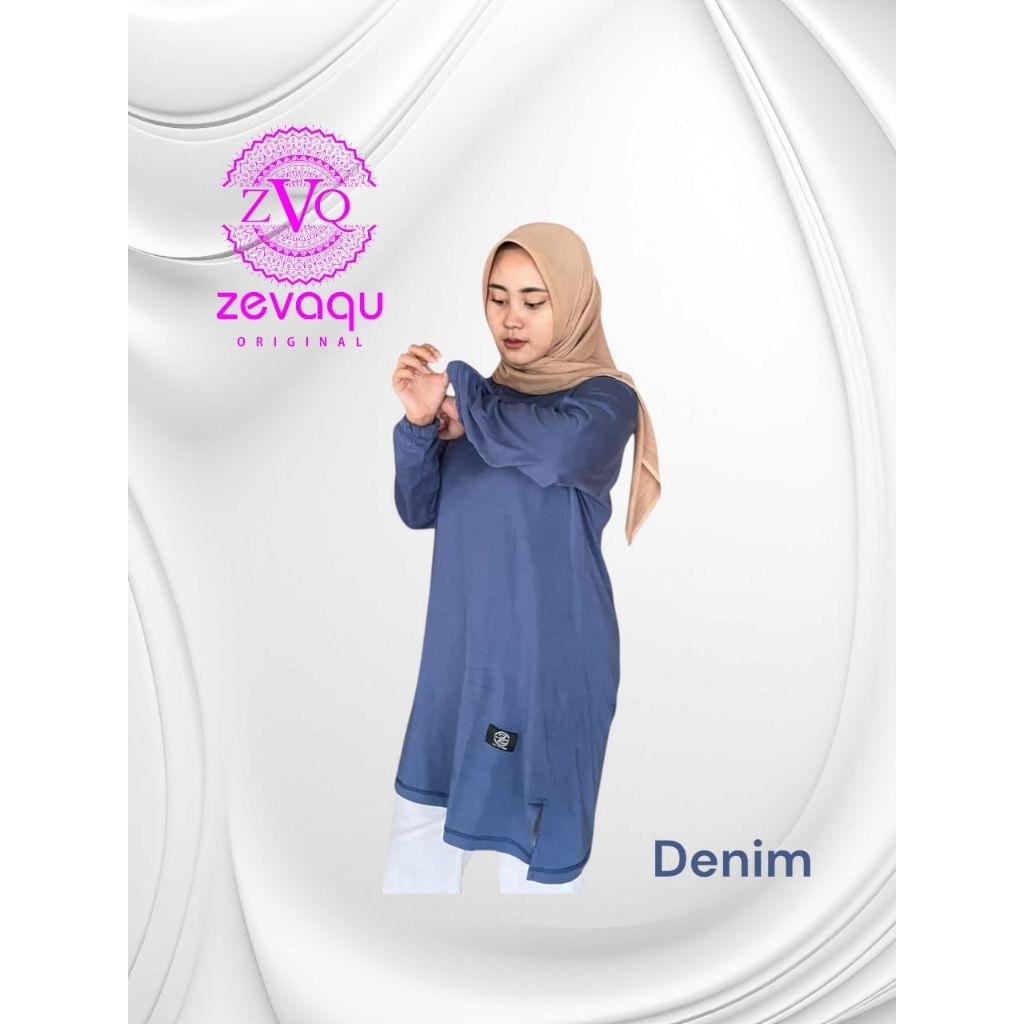 kaos tunik wanita atasan lengan panjang jumbo LD 130 bahan katun combed 24 seragam olahraga