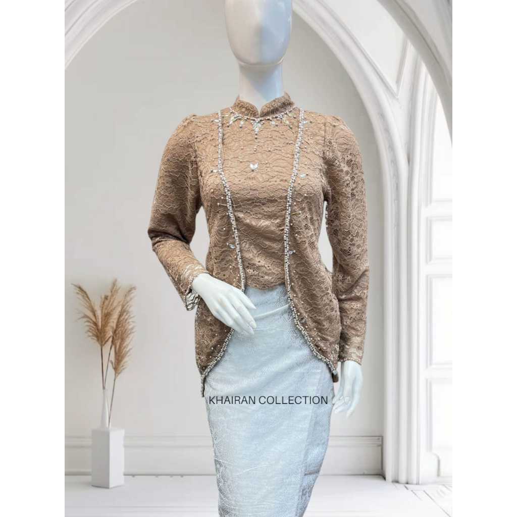 Kebaya Brokat Full Payet Mutiara | Atasan Kebaya Brokat Mewah | Kebaya Brokat Terbaru Dan Kekinian