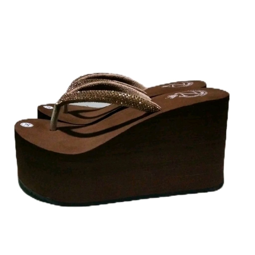 sandal wedges 10cm jepit import