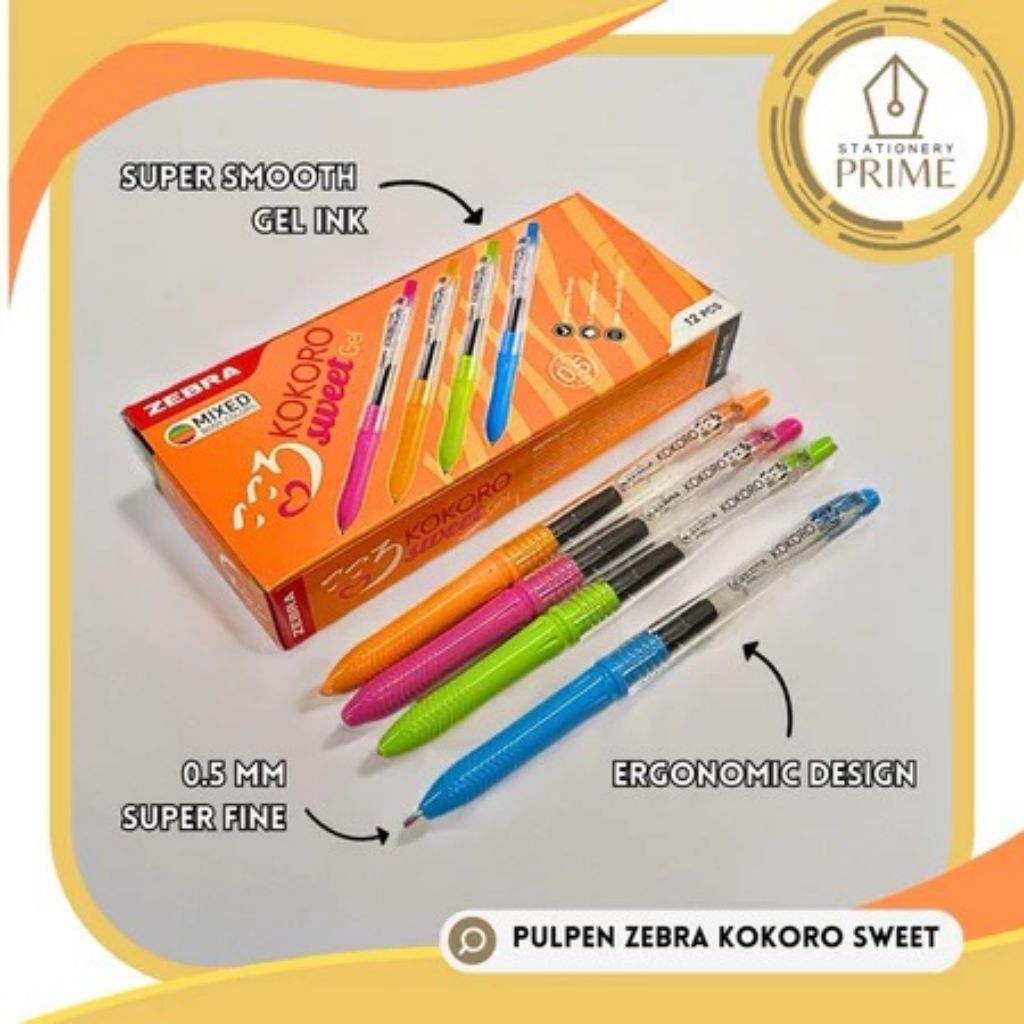 

Pulpen Zebra KOKORO SWEET Gel Black Ink / Tinta Hitam 0,5 mm Super Fine Tip (Isi 12 Pcs) Japan Quality
