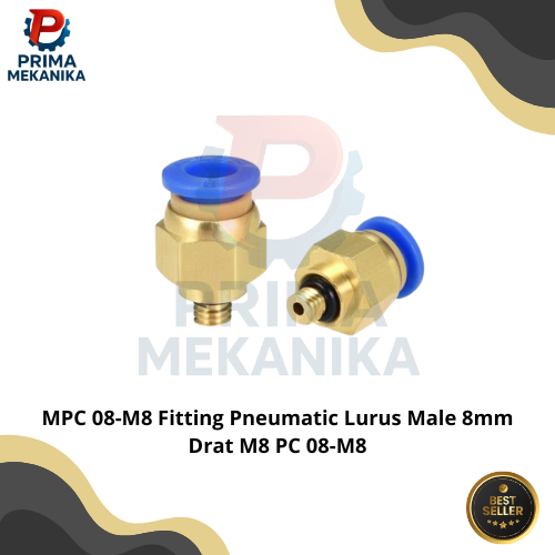 MPC 08-M8 Fitting Pneumatic Lurus Male 8mm Drat M8 PC 08-M8