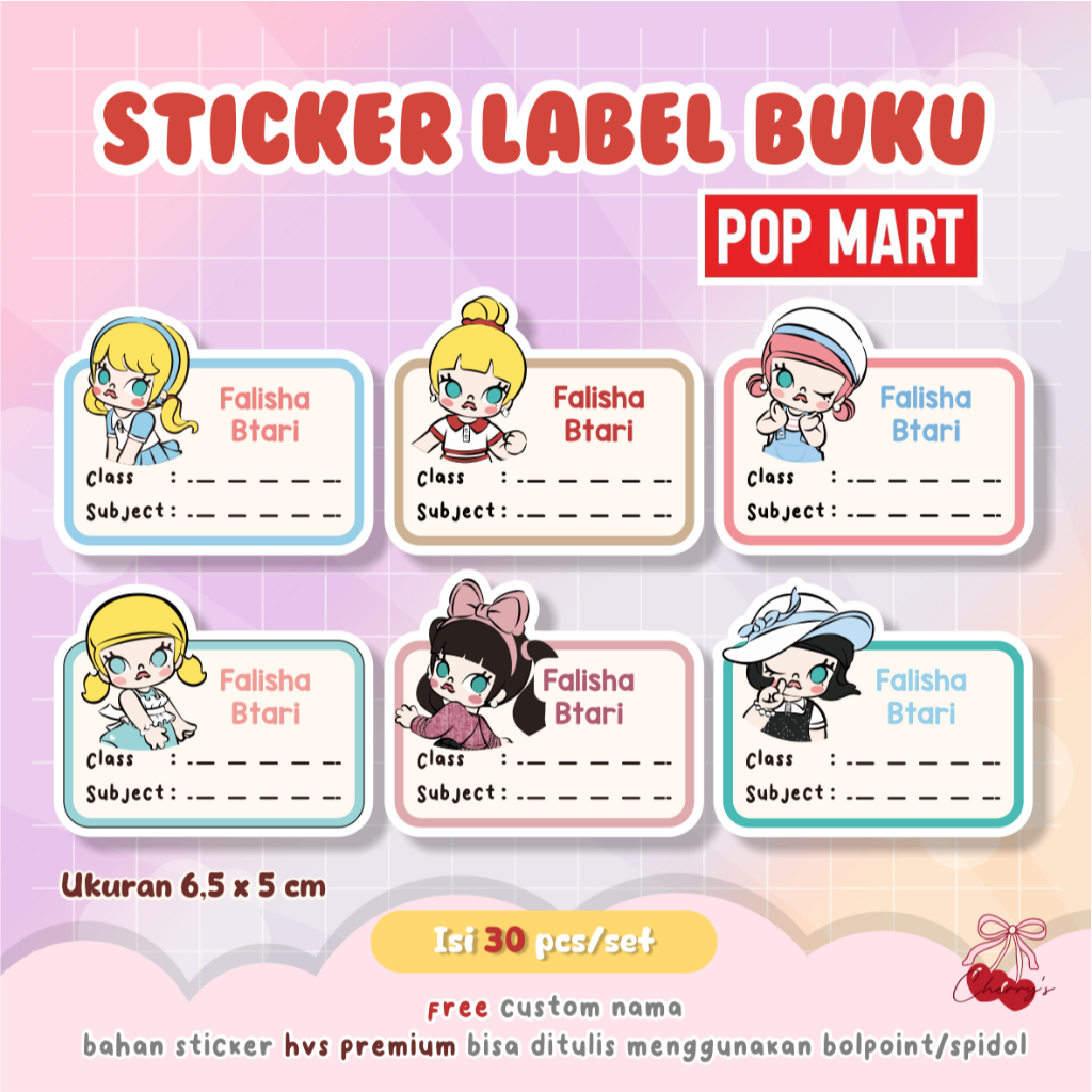 

Sticker Label Buku Molly Pop mart Stiker Label Nama Buku Molly Sticker Molly Custom Nama