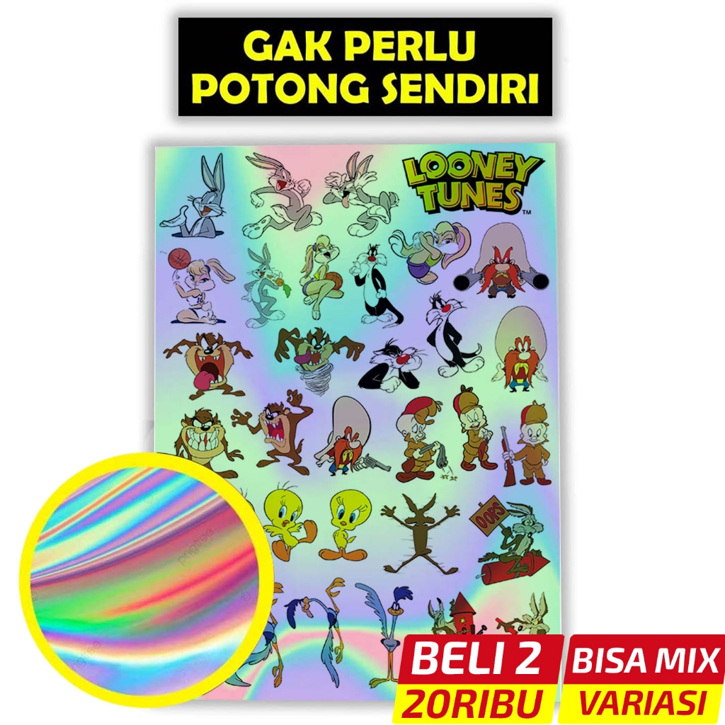

Stiker Looney Tunes Hologram Vinyl — Karakter Kartun Keren, Anti Air & Awet