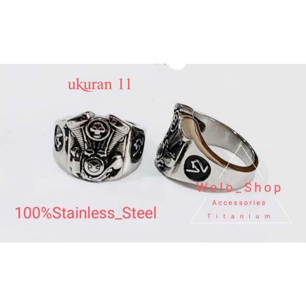 Cincin Pria Bikers Silver motif Mesin Motor super Keren