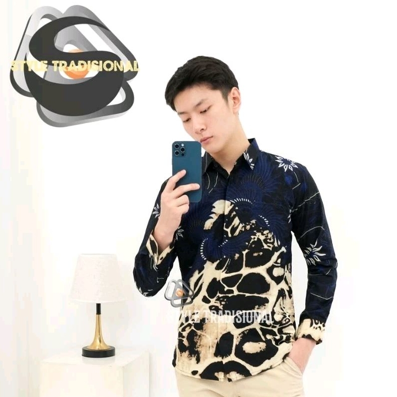Kemeja batik pria SLIMFIT motif HANURA bahan katun premium
