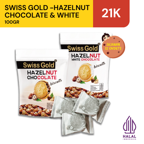 

Swiss Gold Hazelnut Chocolate Cookies with White Chocolate, 100gr isi 10 pcs - Coklat Swiss