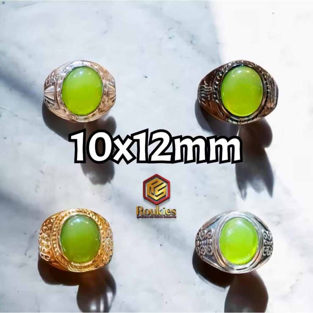 Cincin Batu Giok Aceh Hijau Pucuk Pisang / Hijau Dareh Ring Minimalis Natural 100%