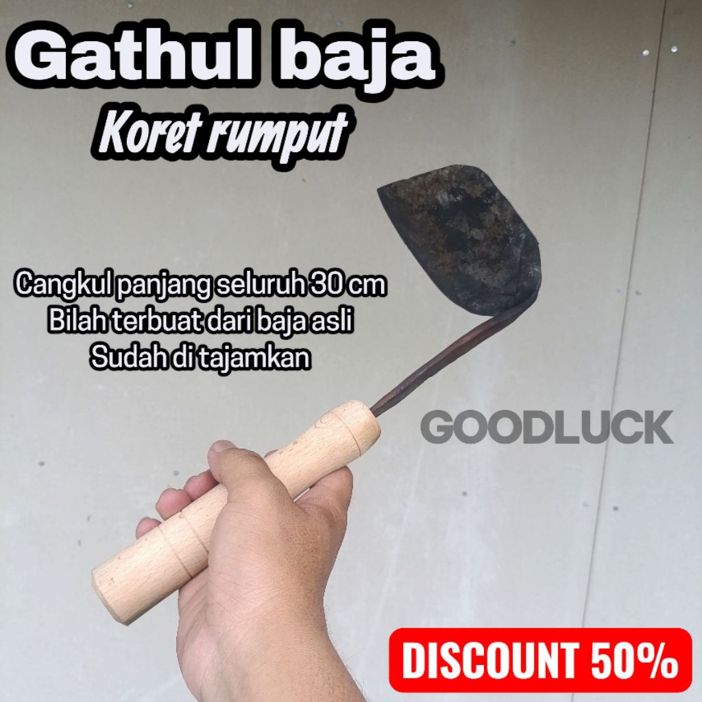 Cangkul Koret Rumput Bahan Baja Asli Tajam Siap Pakai - Cangkul Koret Ghatul Baja Miring - Cangkul G