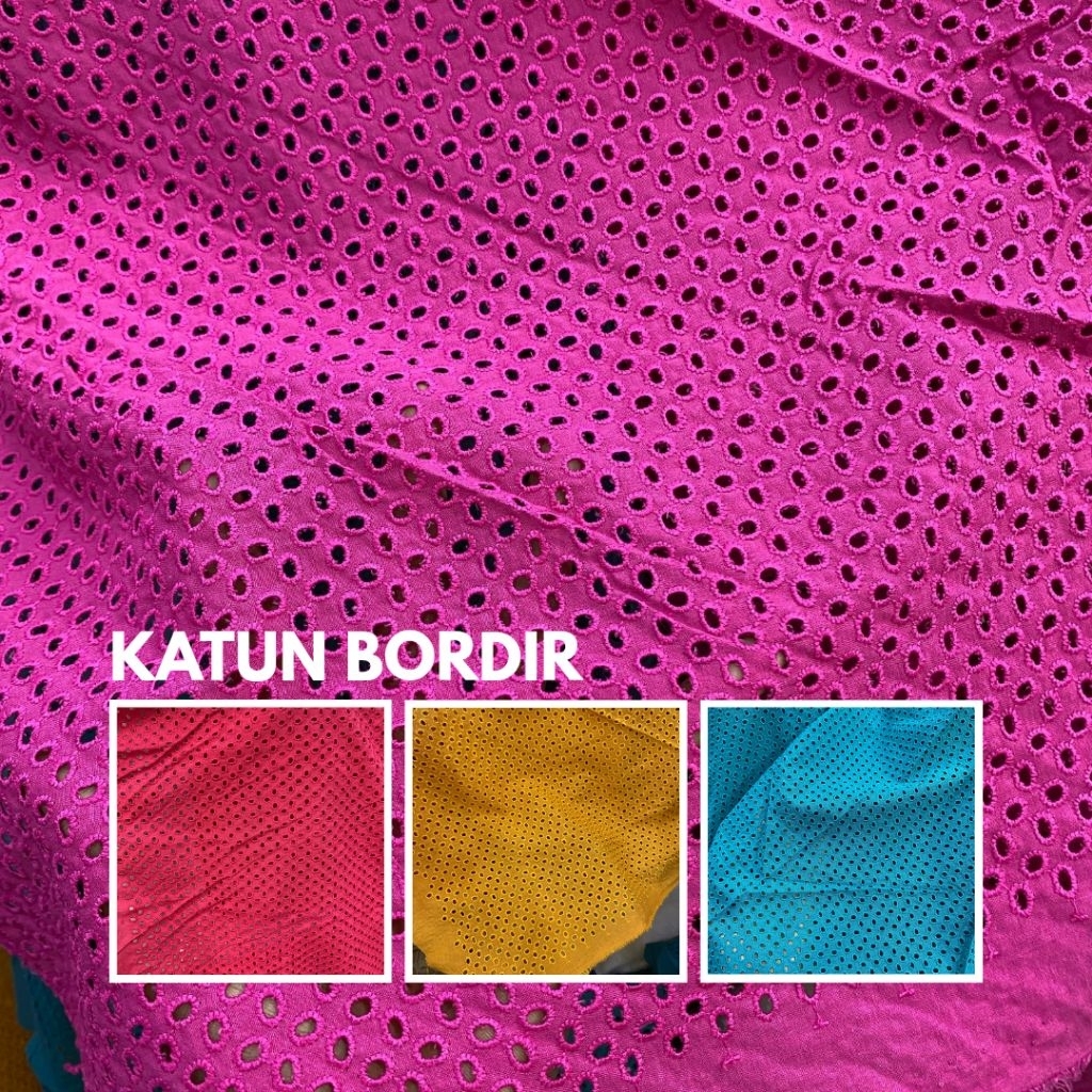 Kain Katun Bordir Premium - Bahan Katun Bordir Import - Katun Bordir Bolong - Bahan Meteran Katun Bo