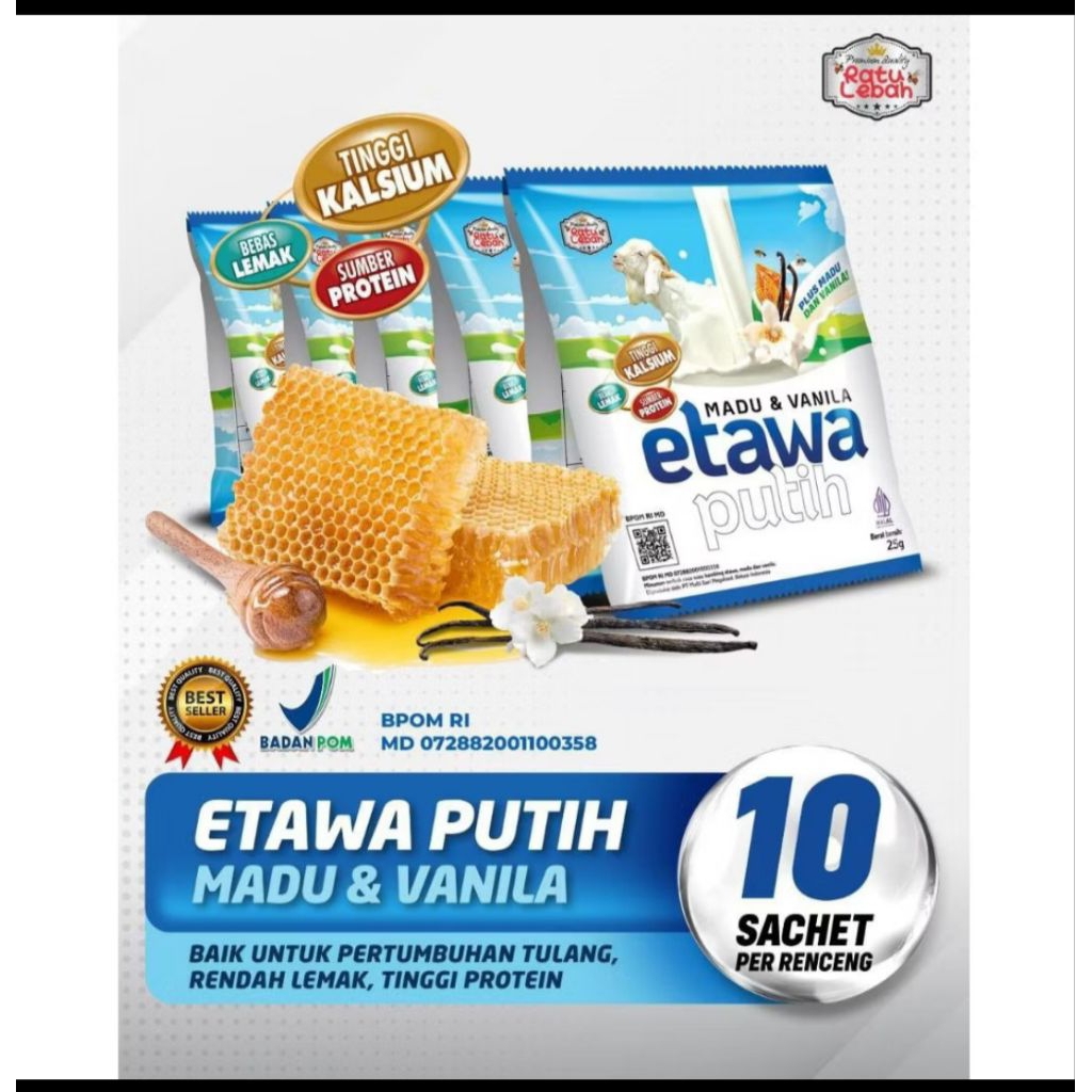 

SUSU KAMBING ETAWA RATU LEBAH ETAWA PUTIH PLUS MADU & VANILA