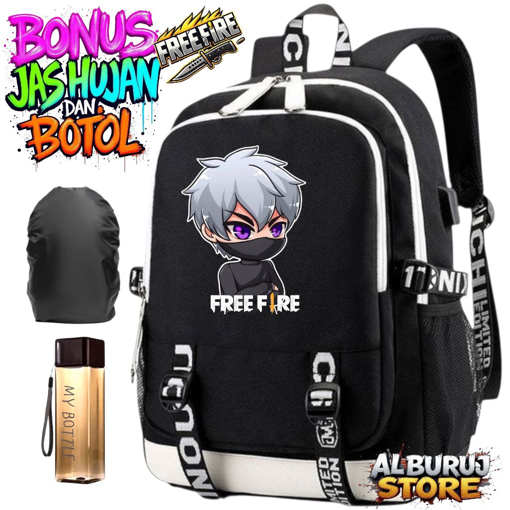 ABS03 - Tas Sekolah Anak laki laki Tas Anak Laki laki SD Motif FF Free Fire Tas Ransel Anak SD
