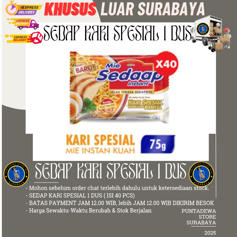 

Sedaap Kari Spesial 1 karton isi 40 pcs | sedap kari spesial Murah 1 Dos/karton Mie Instan Surabaya