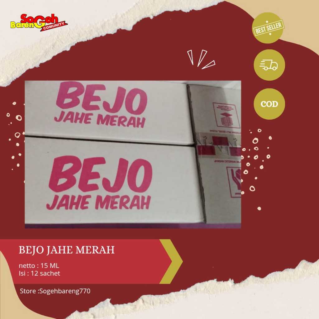 

1 DUS BEJO JAHE MERAH-ISI 24 BOX- PER BOX ISI 12 CUSHET