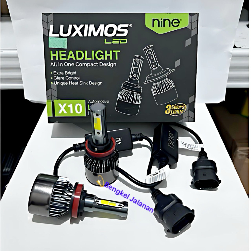 lampu LED foglamp mobil 3 warna H11 H16 Luximos nine