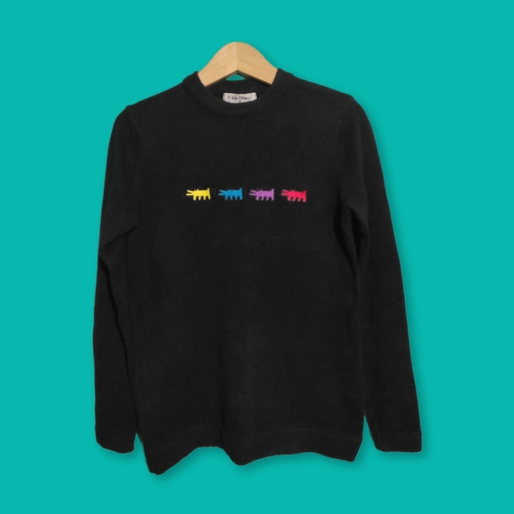 Digidegu Knitwear Keith Haring / Crewneck Rajut / Lengan Panjang / Hitam Pekat