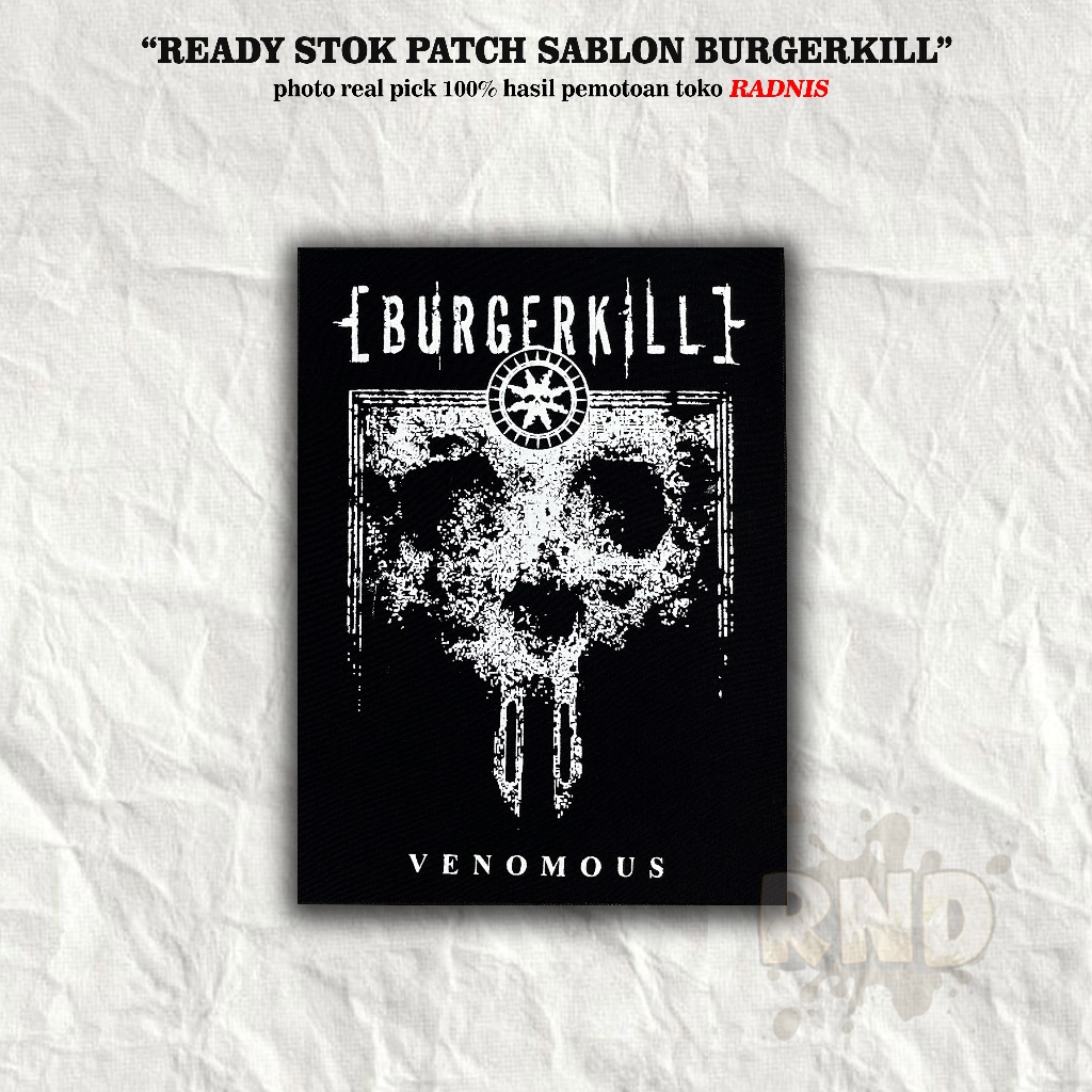 Patch BURGERKILL emblem sablon musik aksesoris tambahan tempelan jahit motif band metal backpatch sa