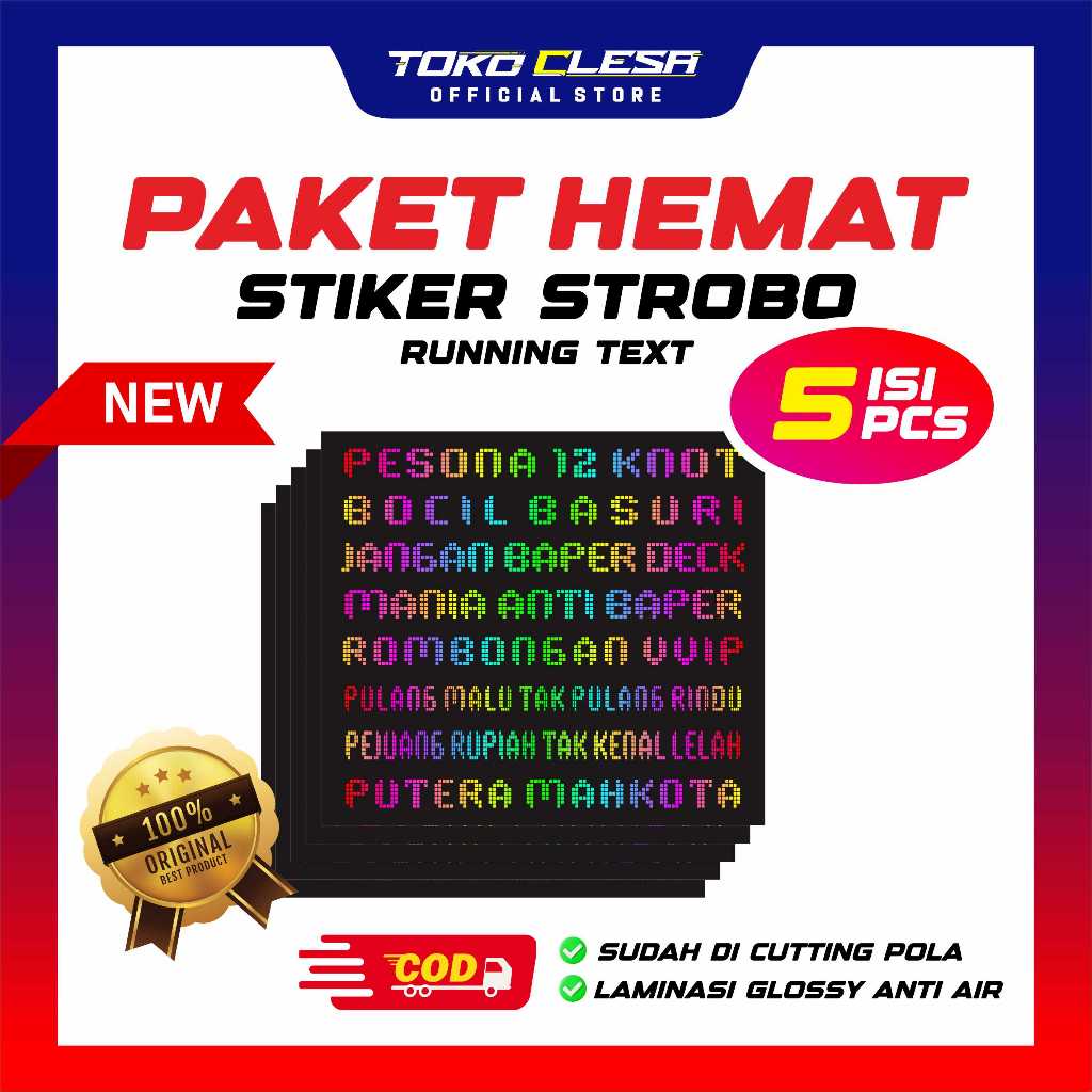 PAKET ISI 5 PCS | Stiker Miniatur Bus Stobo RGB Stiker Running Text Stiker Teks Berjalan Miniatur Bu
