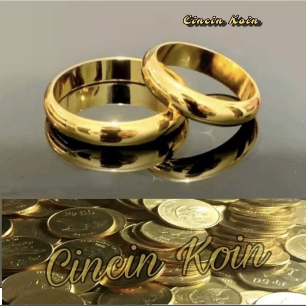 Cincin Koin Polos/Cincin Kuningan Koin asli Tidak berkarat&Pudar