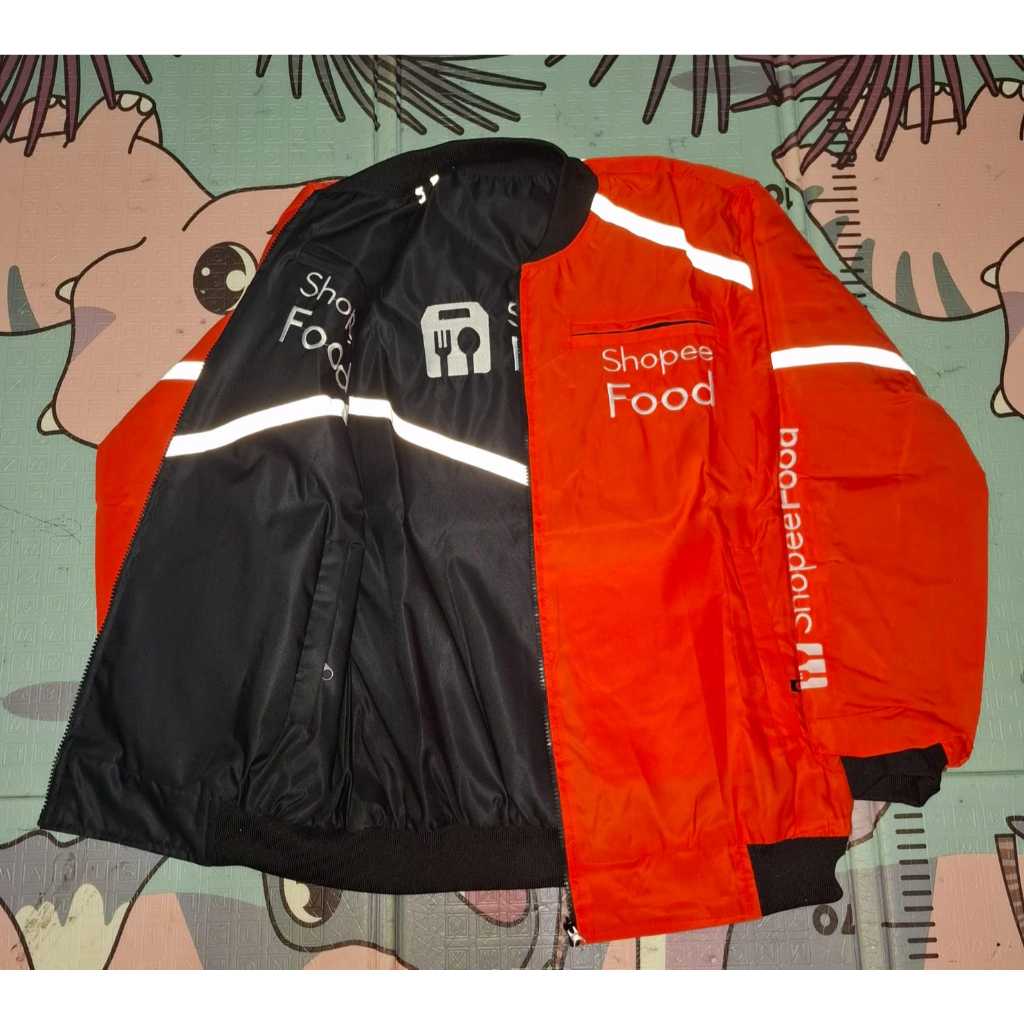 jaket HITAM orange bolak balik pria wanita MURAH