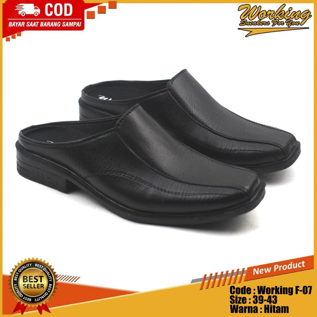 Sepatu Pantofel Pria Slip On Coklat (Working F-07)