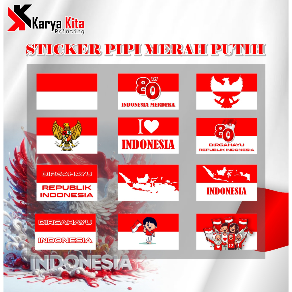 

(COD), Sticker Pipi, Sticker Kemerdekaan Agustus, Sticker Bendera Indonesia, isi 100 PCS
