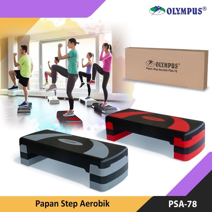 Olympus PSA-78 Papan Step Aerobik 3 Tingkat - Hitam/Abu-abu, Hitam/Merah, Hitam/Oranye