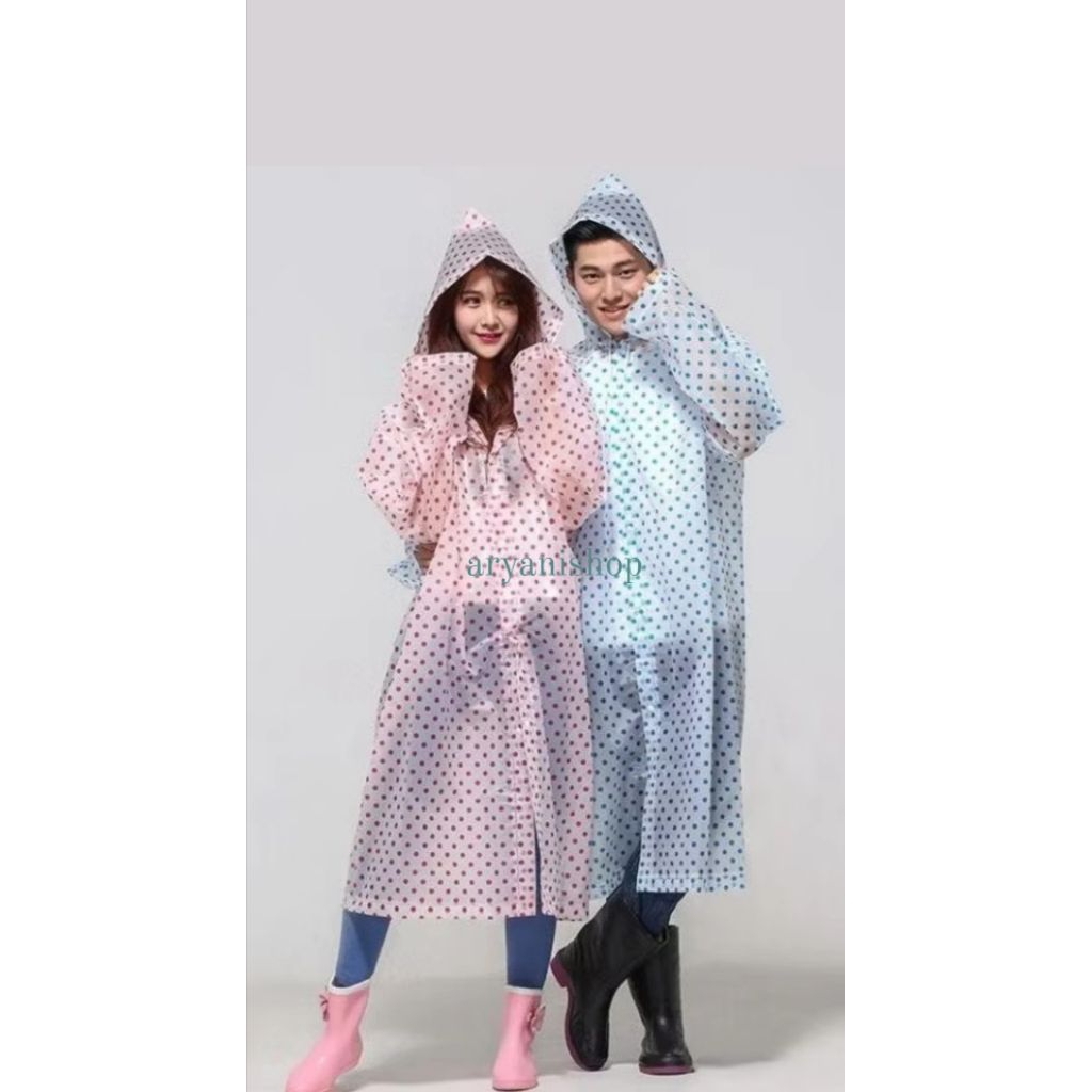 Jas Hujan Terusan Wanita Dan Pria/Mantel Dewasa/Atasan Mantel Polkadot/Eva Raincoat 3warna/Jas Hujan