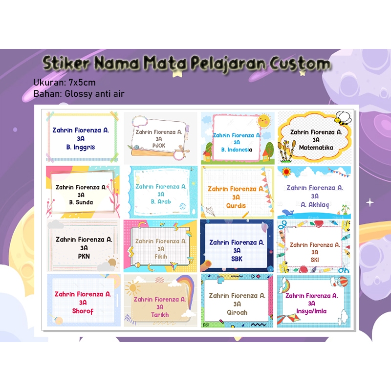 

Stiker Nama Tempel di Buku Kelas Mata Pelajaran Custom Pakai Nama Sendiri