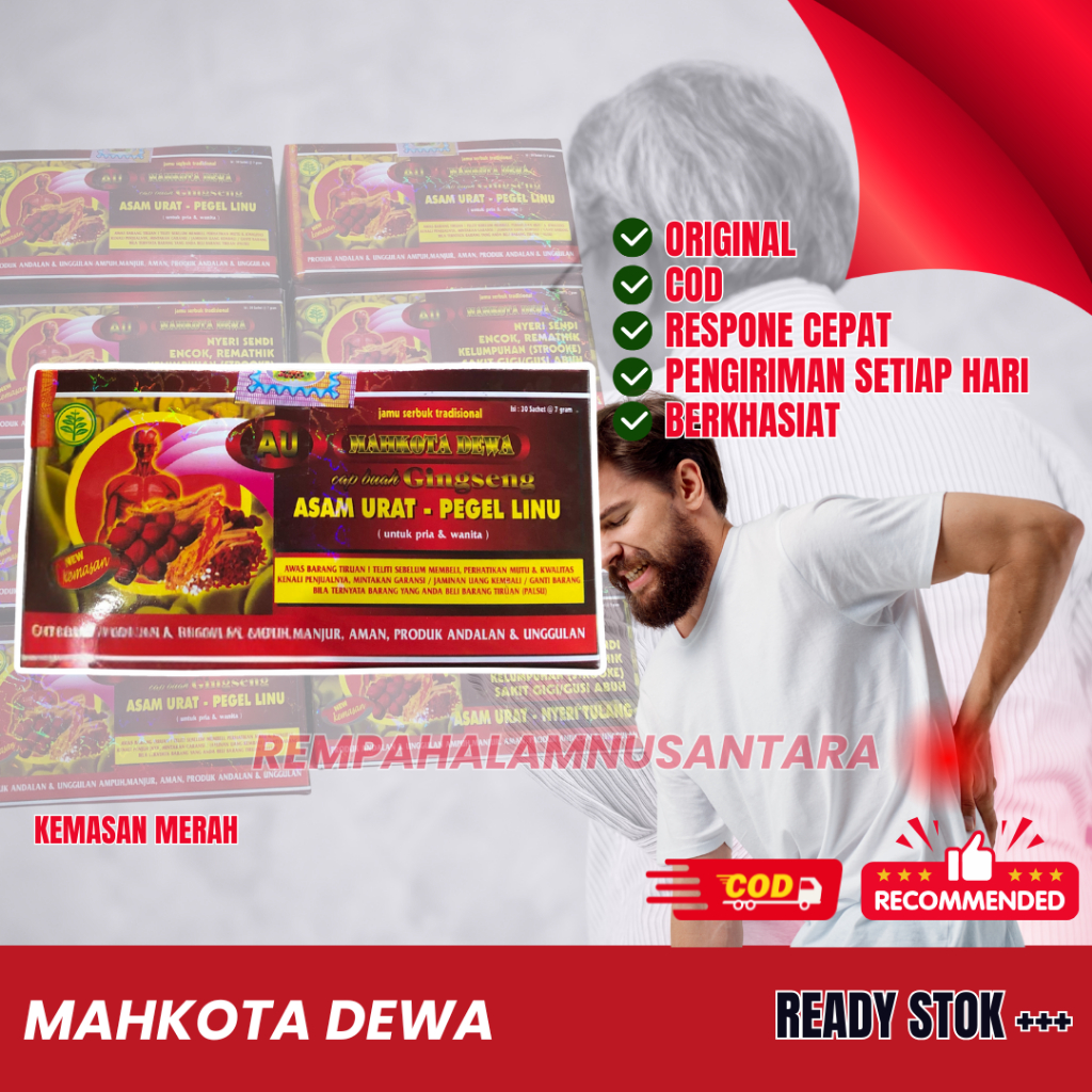 

Mahkota Dewa Serbuk Original Asam Urat Pegal Linu 30 Sachet Kemasan Merah