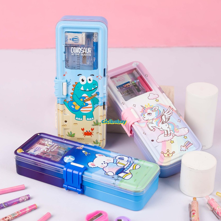 

Kotak Pensil Anak Set Tingkat 2 Susun Pencil Case Tempat Pensil 1 Set Dengan Isi Motif Lucu
