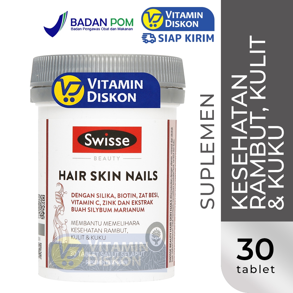 SWISSE HAIR SKIN NAILS  30 TABLET | Suplemen Kesehatan Rambut, Kulit, Kuku, Meningkatkan Kolagen