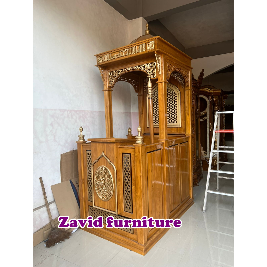 Mimbar Kayu Jati, mimbar masjid kubah, mimbar kayu jati minimalis, mimbar minimalis kayu jati, mimba