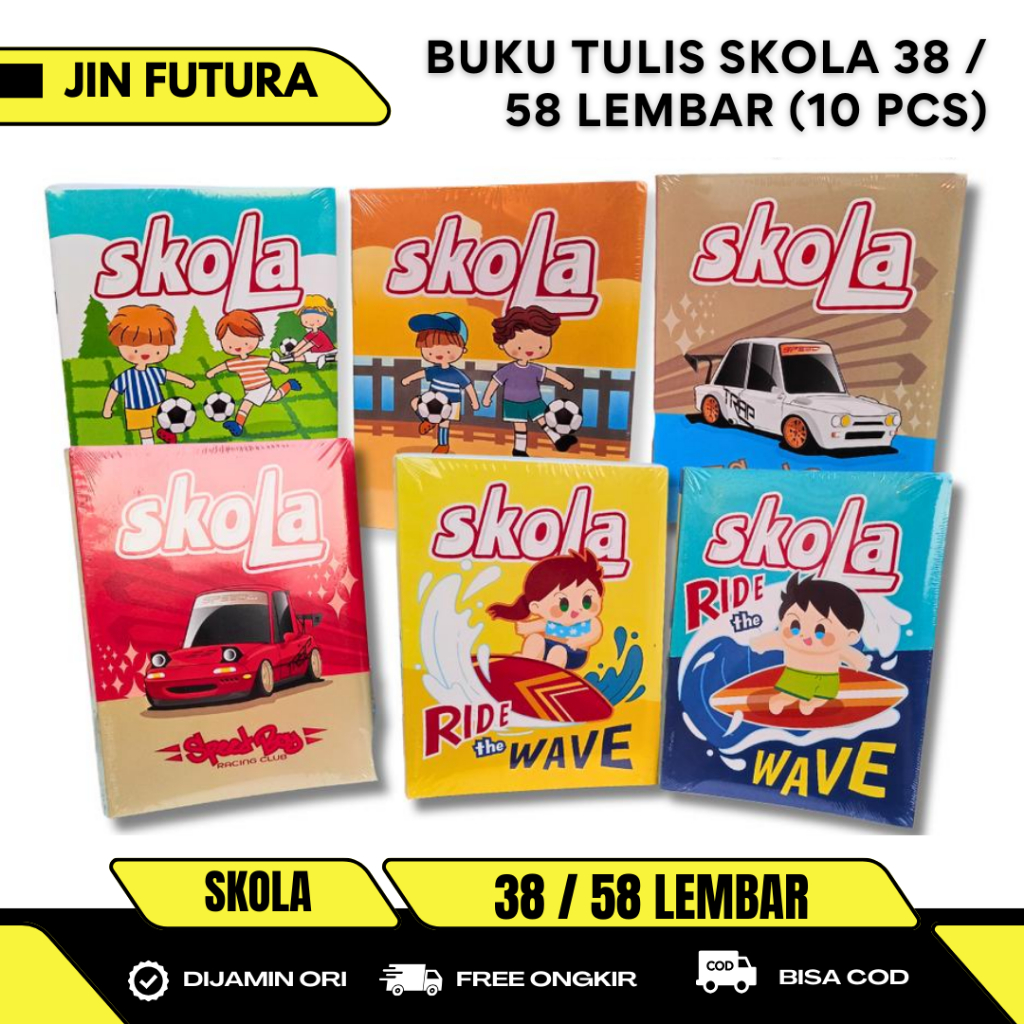 

(10 pcs) SKOLA - Buku Tulis 38 58 Lembar SKOLA 1 Pak