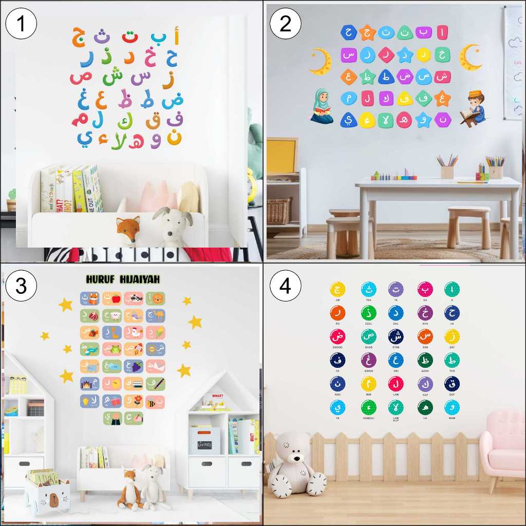 SMST Stiker Dinding Edukasi Anak Wall Sticker Huruf Hijaiyah Stiker Dekorasi Kamar Wallsticker