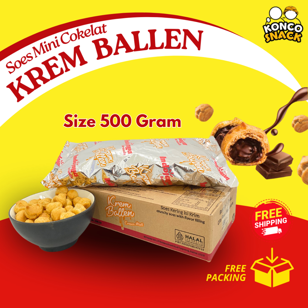 

Kue Sus / Soes Kering Isi Krim Cokelat, Klepon, Es Teler 500gr ,1kg dan 2kg - Indojaya Soes, Merk Krem Ballen