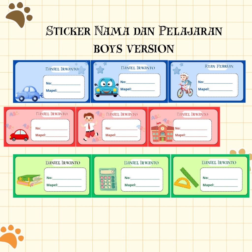 

Sticker Custom Nama Mata Pelajaran/Sticker Nama Cowok/Sticker Mata Pelajaran